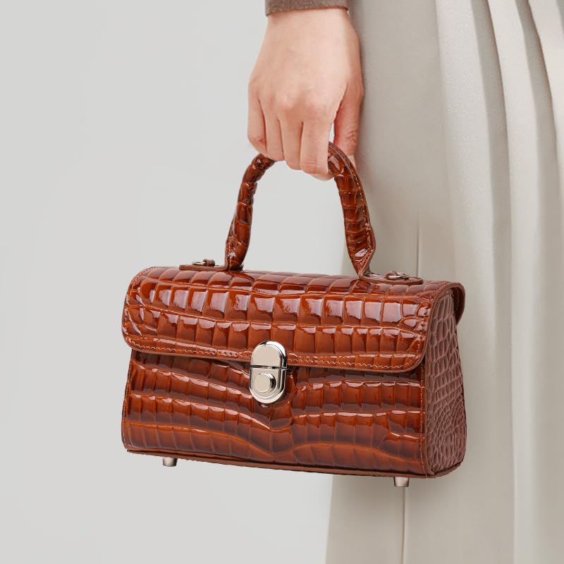 Genuine Cowhide Crocodile Embossed Crossbody Shoulder Bag Q4300