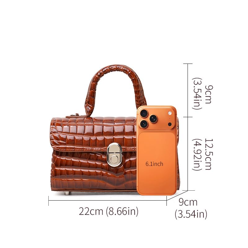 Genuine Cowhide Crocodile Embossed Crossbody Shoulder Bag Q4300