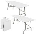 Set of 2 Lightweight 6FT Rectangular Plastic Folding Tables with Steel Legs K69984
