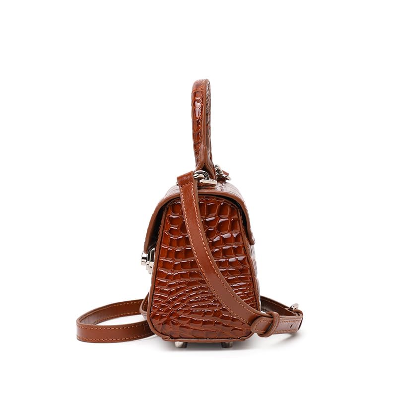 Genuine Cowhide Crocodile Embossed Crossbody Shoulder Bag Q4300