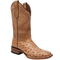Genuine Leather Ostrich Print Square Toe Western Boots L763