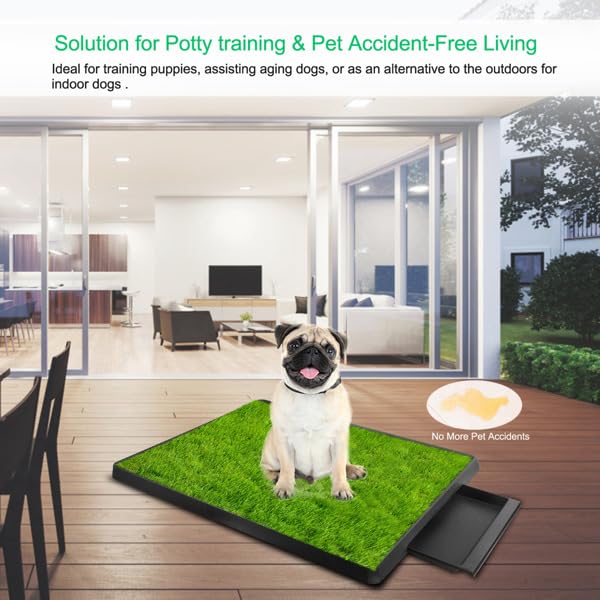 Indoor Outdoor Dog Potty with Artificial Turf Grass Mat 25x20 in S33553