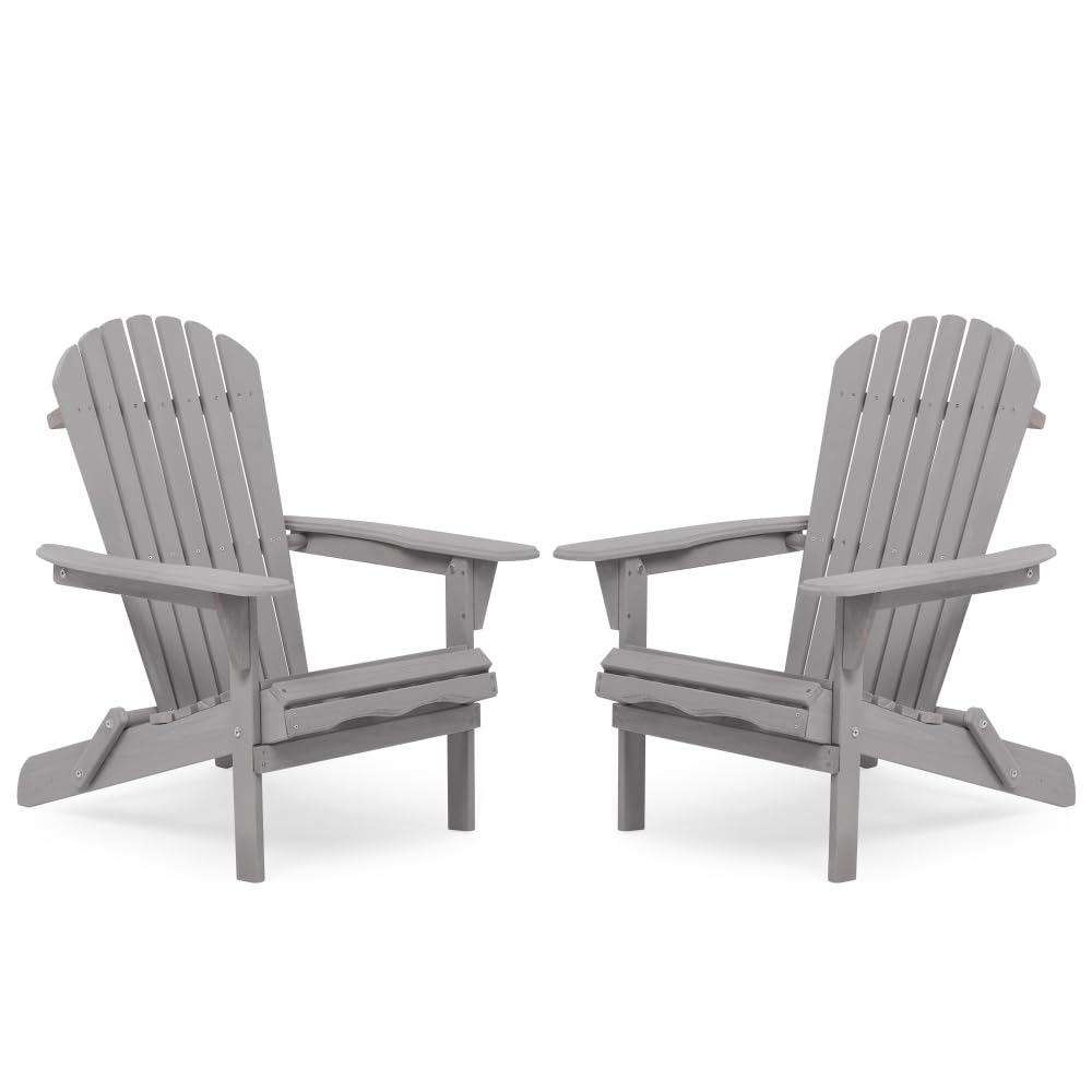 Wooden Folding Adirondack Chair Set of 2 Solid Cedar Y139