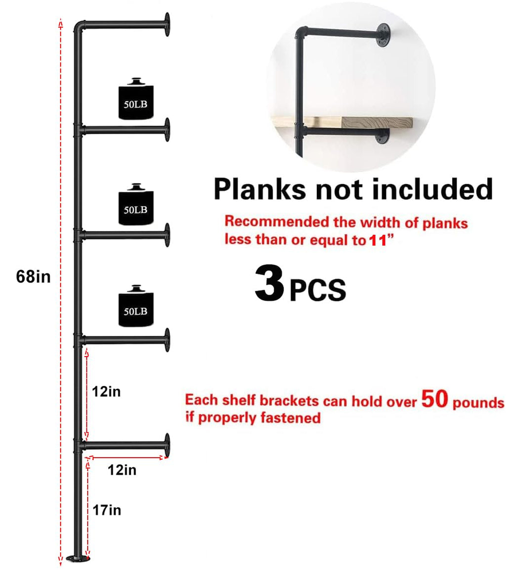 Industrial Pipe 5-Tier Wall Mount Bookshelf X438686