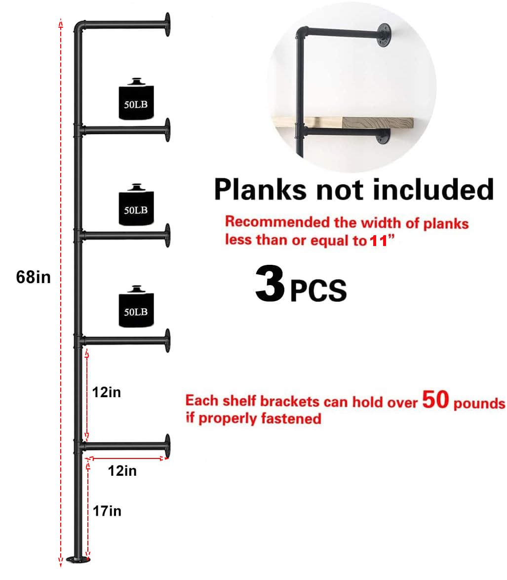 Industrial Pipe 5-Tier Wall Mount Bookshelf X438686