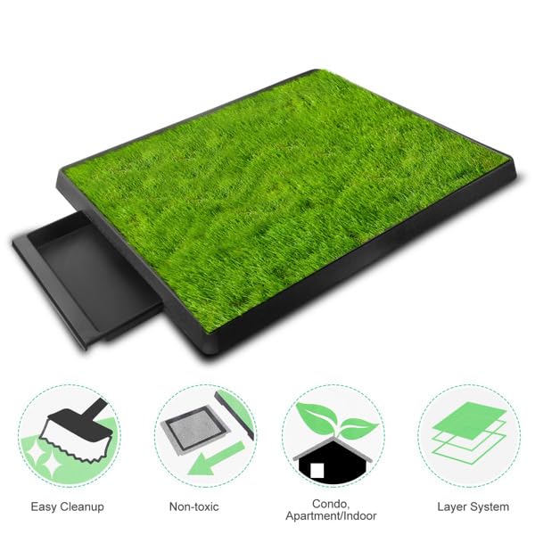 Indoor Outdoor Dog Potty with Artificial Turf Grass Mat 25x20 in S33553