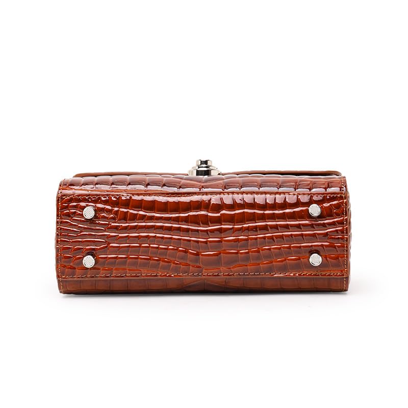 Genuine Cowhide Crocodile Embossed Crossbody Shoulder Bag Q4300