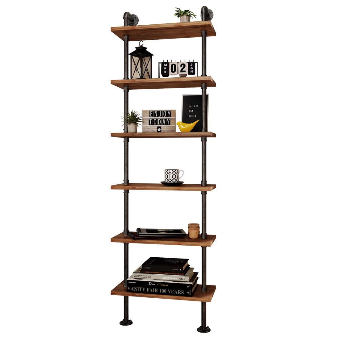 Industrial Pipe 6 Tier Bookshelf W2437