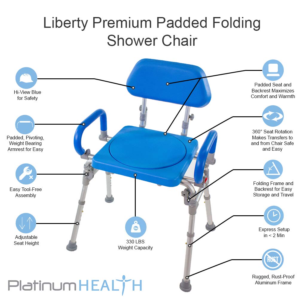 Folding Shower Chair with Padded Seat Armrests Backrest T86717