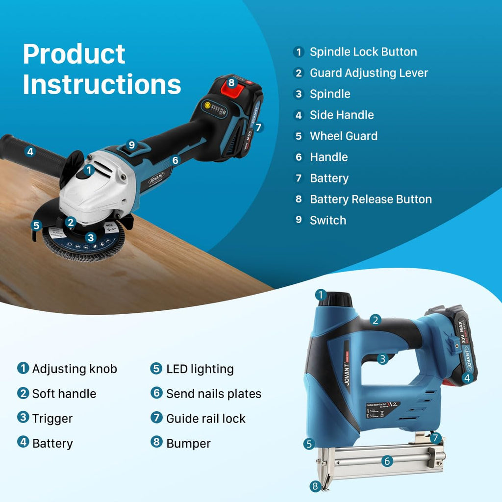 2-in-1 Cordless Nail Gun with Angle Grinder U993663