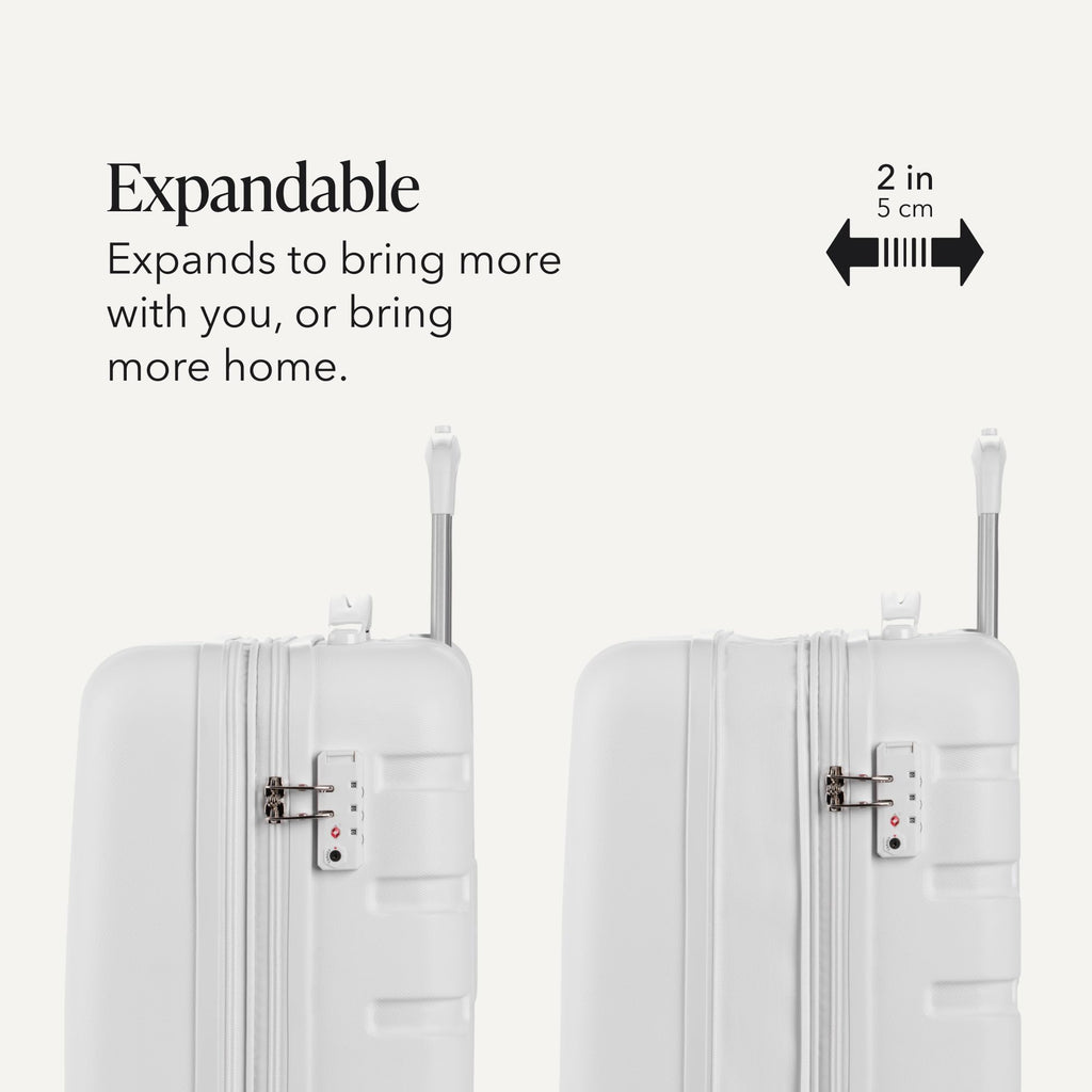 White 19-Inch Hardside Expandable Carry-On Spinner Luggage T698397