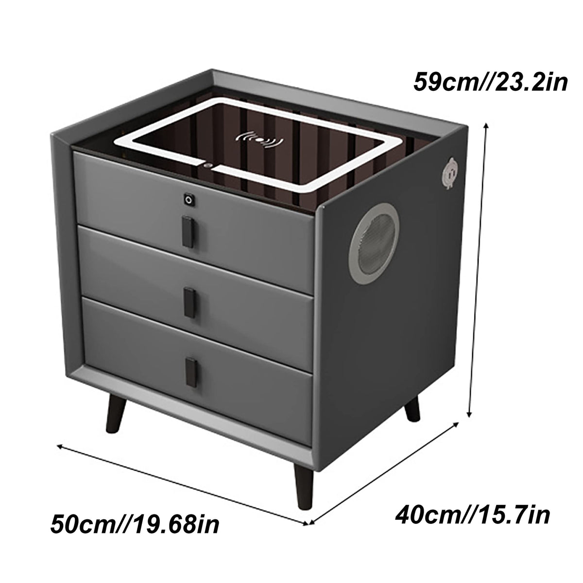 Pink 3 Drawer Nightstand with Charging Station and Speakers E62218