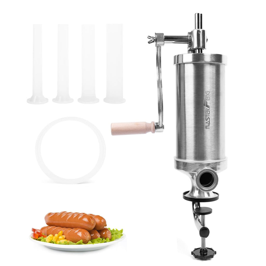2.5 LBS Stainless Steel Sausage Stuffer with 4 Funnels I242