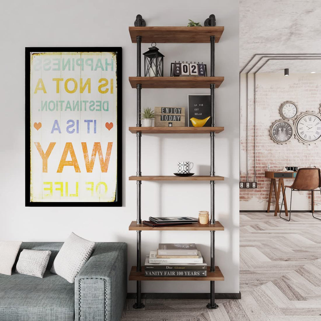 Industrial Pipe 6 Tier Bookshelf W2437