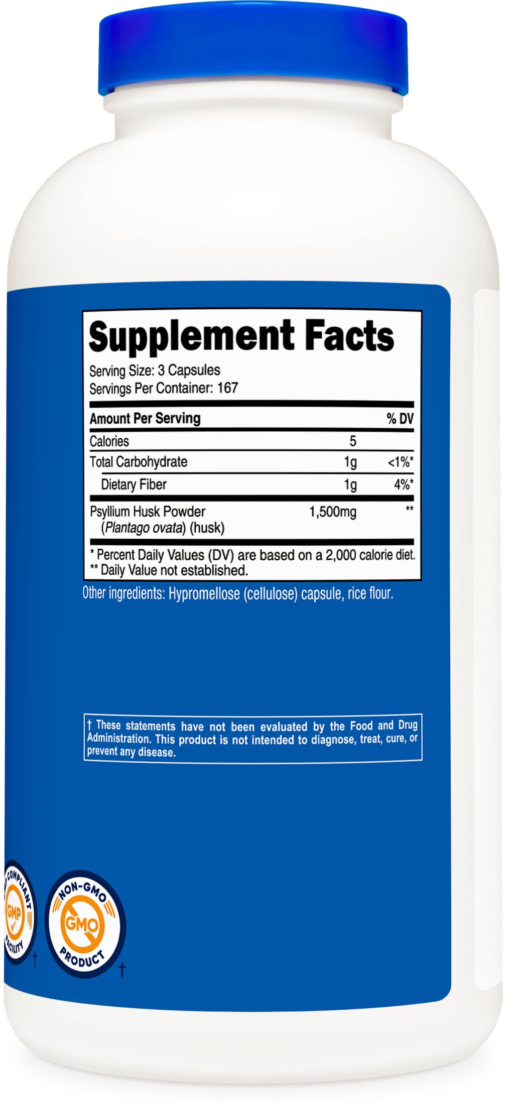 Psyllium Husk 1500mg 500 Capsules Gluten Free G876