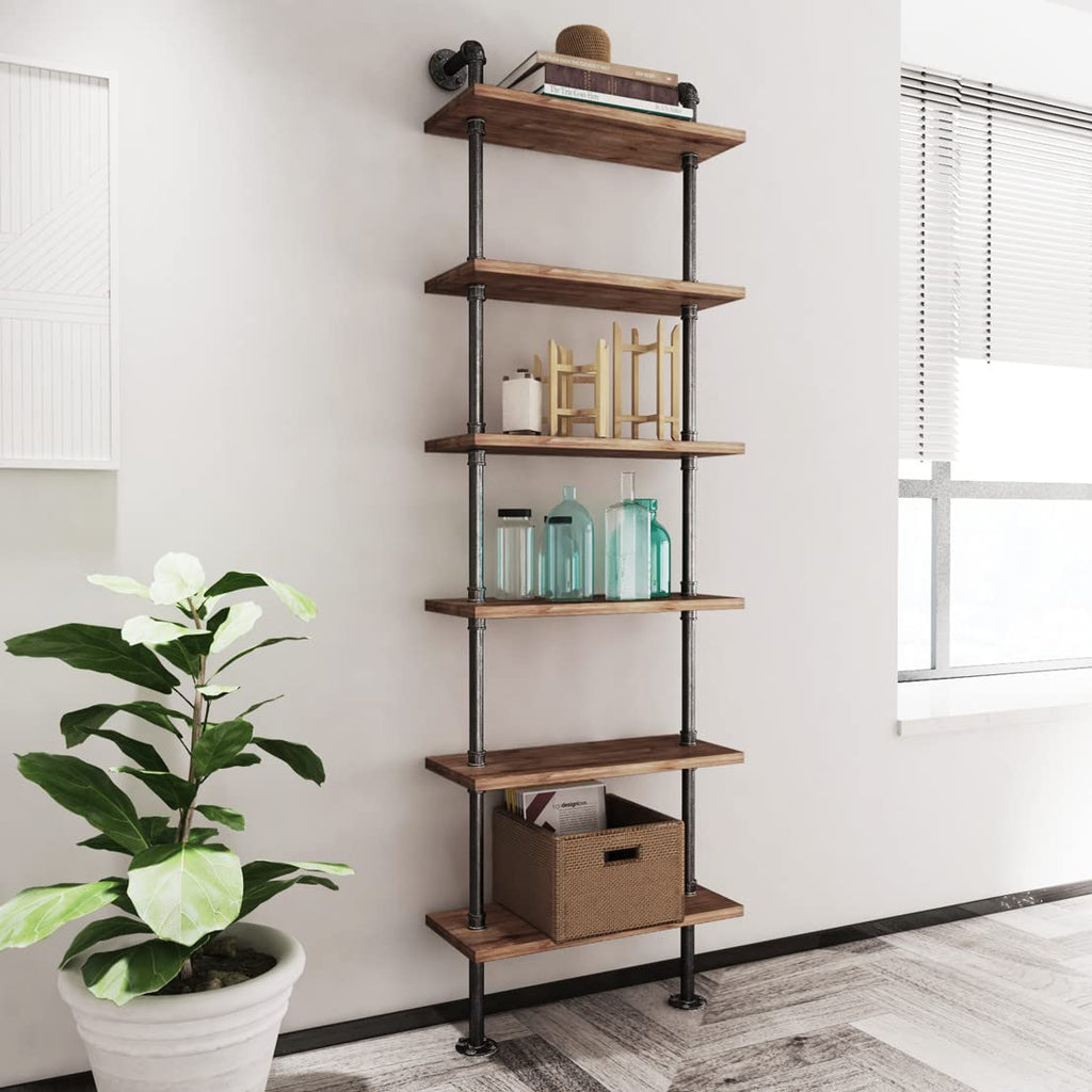 Industrial Pipe 6 Tier Bookshelf W2437