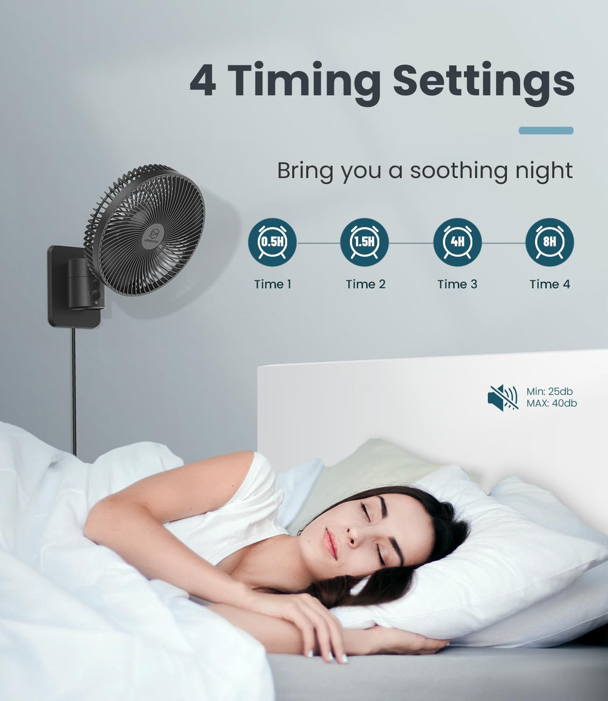 8 Inch Wall Mounted Fan with Remote Control, 4 Speeds, Black R3907