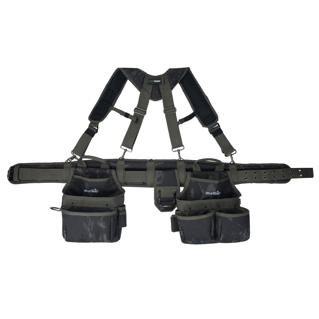 Camo Tool Belt with Suspenders Tool Pouch Organizer Heavy Duty W721456