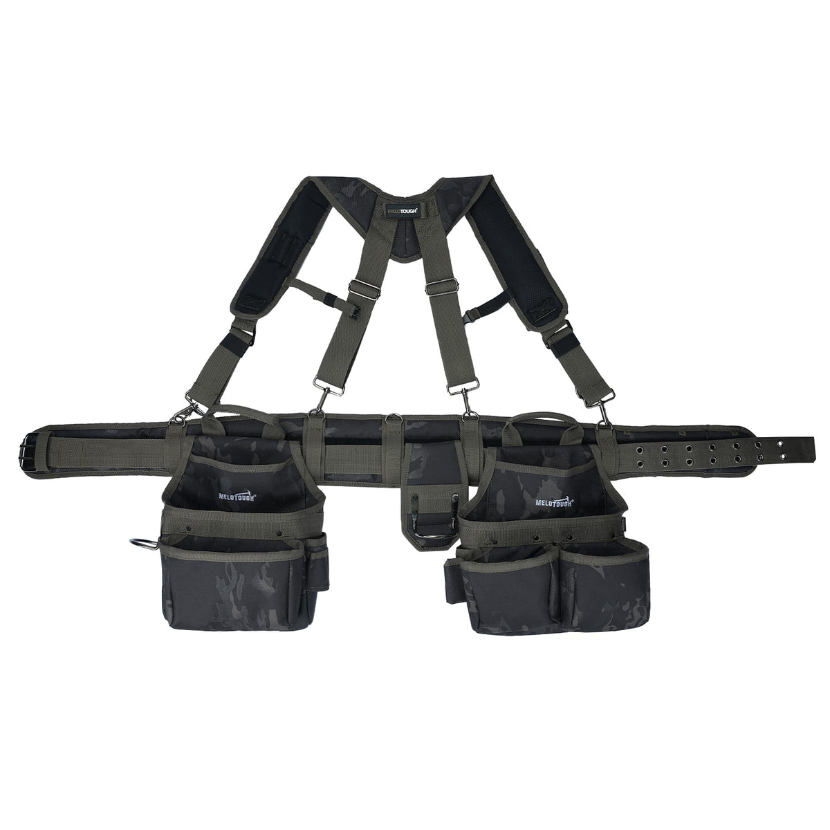 Camo Tool Belt with Suspenders Tool Pouch Organizer Heavy Duty W721456
