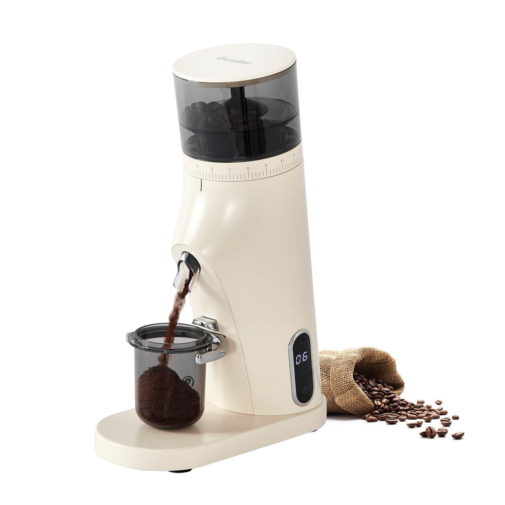 Electric Conical Burr Coffee Grinder with 60S Timer, White J508202