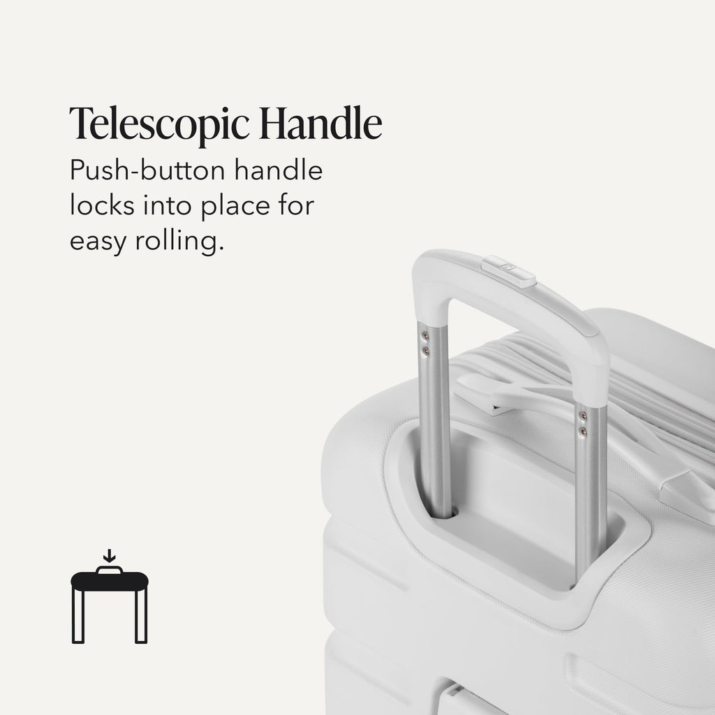 White 19-Inch Hardside Expandable Carry-On Spinner Luggage T698397