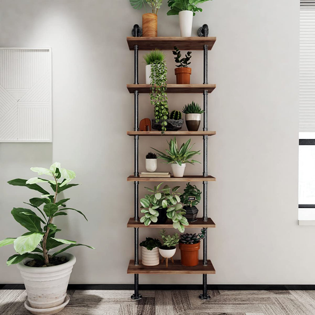 Industrial Pipe 6 Tier Bookshelf W2437