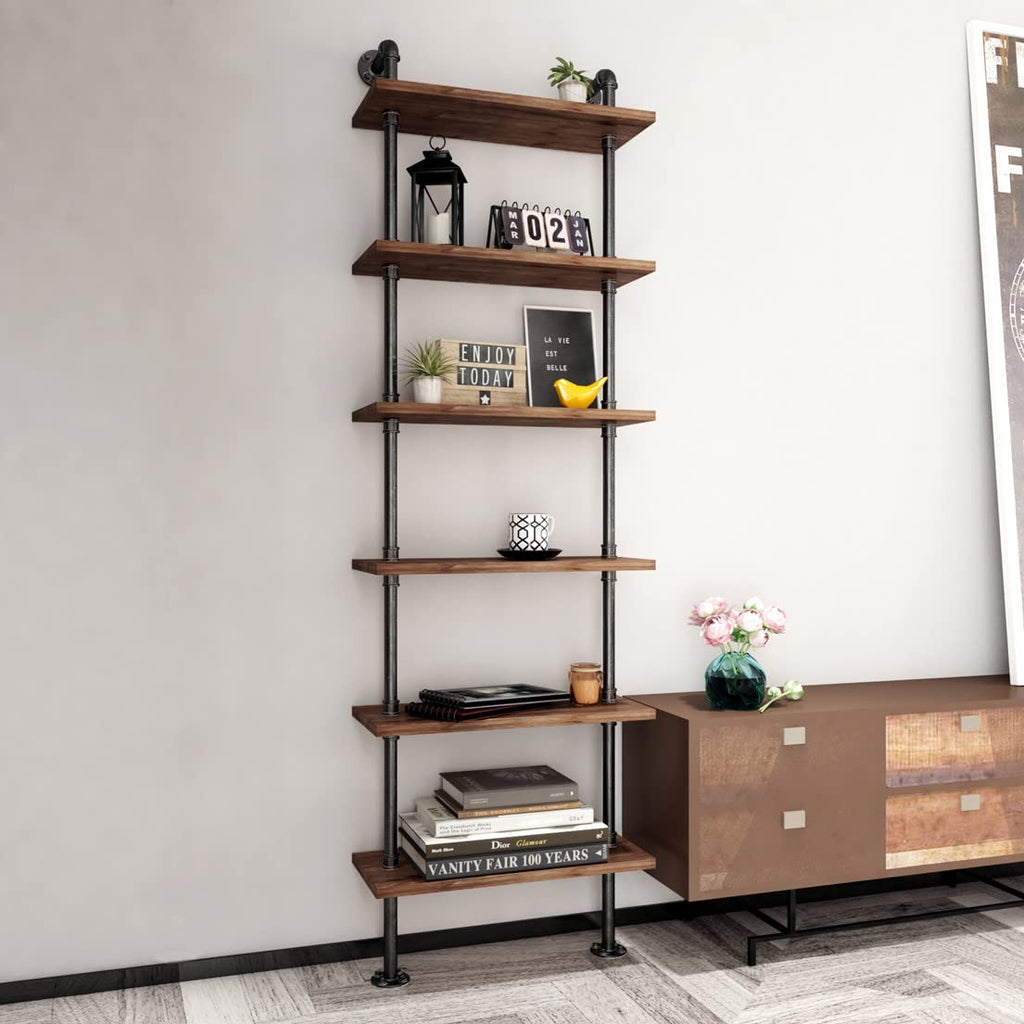 Industrial Pipe 6 Tier Bookshelf W2437