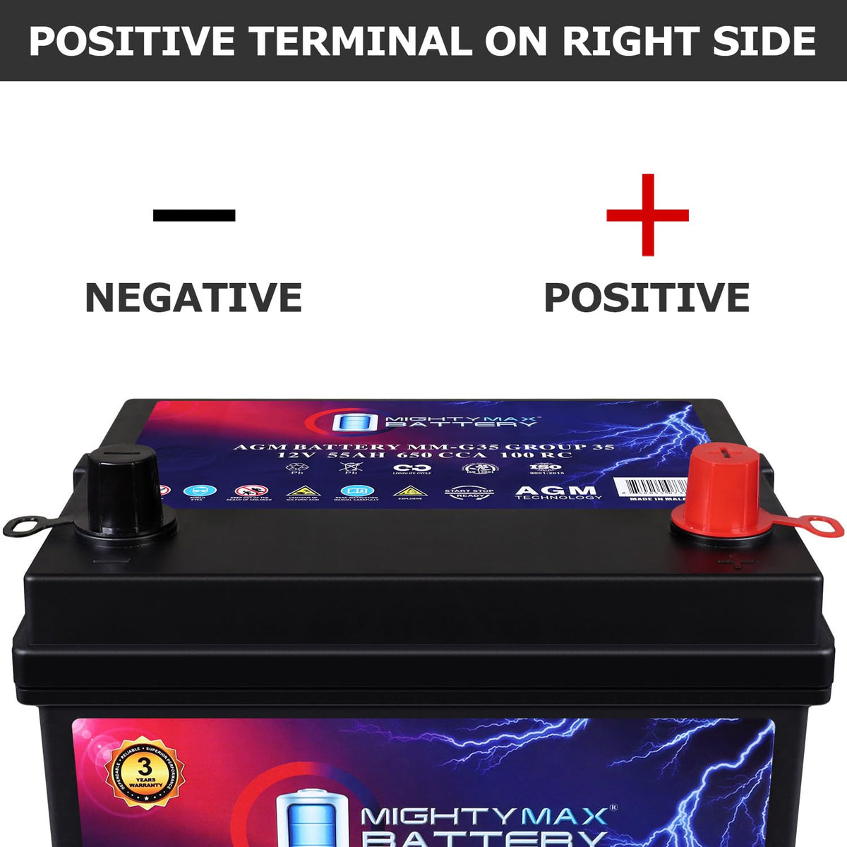 12V 55Ah AGM Replacement Battery D179002