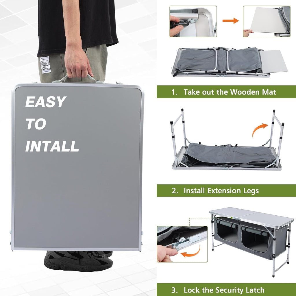 Camping Table with Storage Gray U959