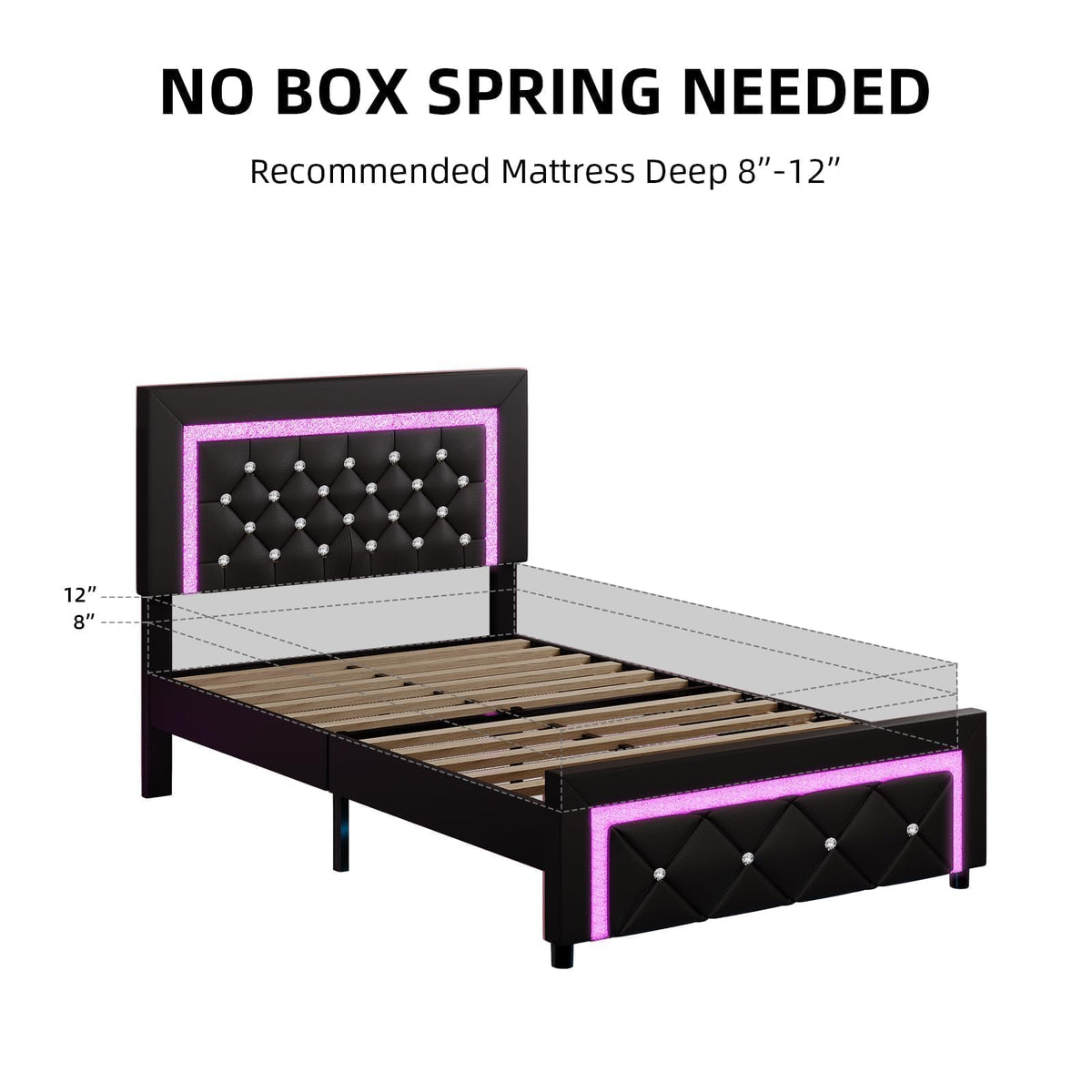 Twin Bed Frame with LED Lights A16761