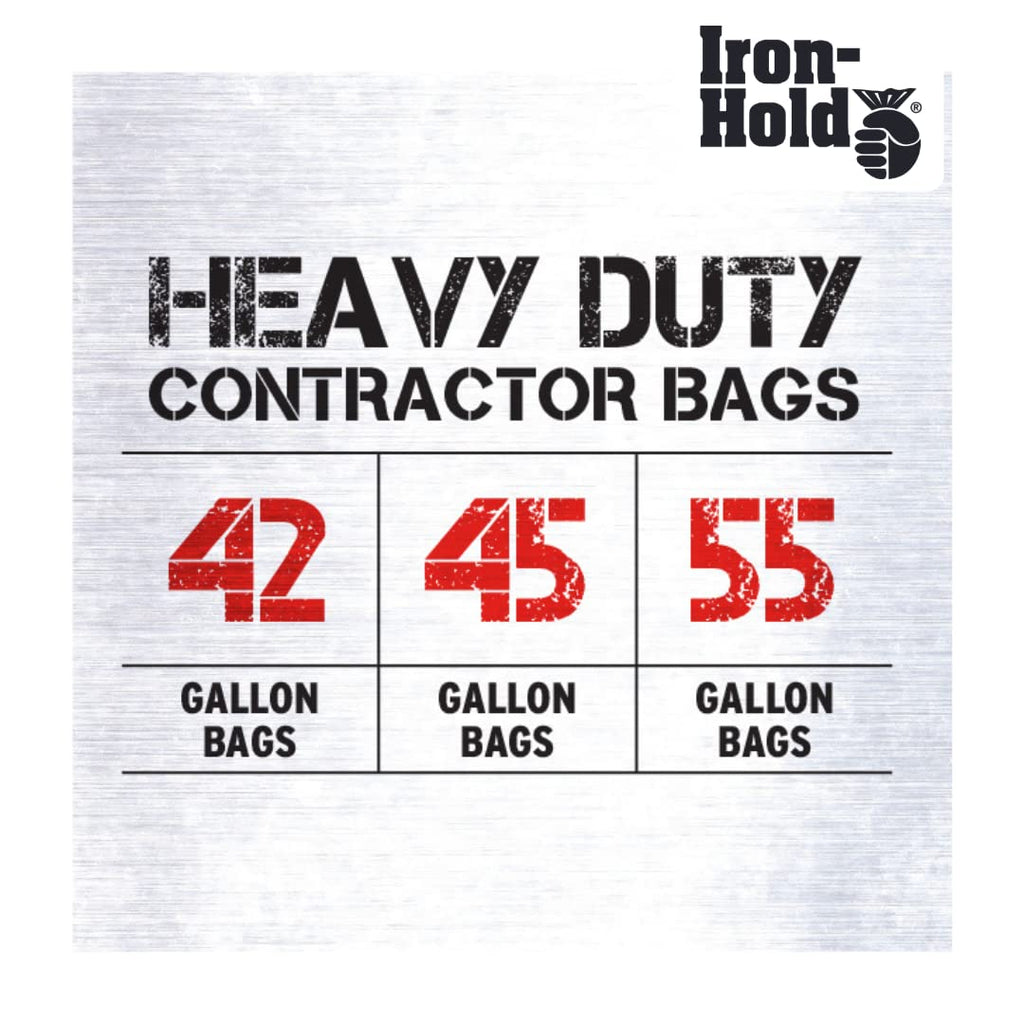 42 Gallon 20 Bags Black Heavy Duty Trash Bags L857
