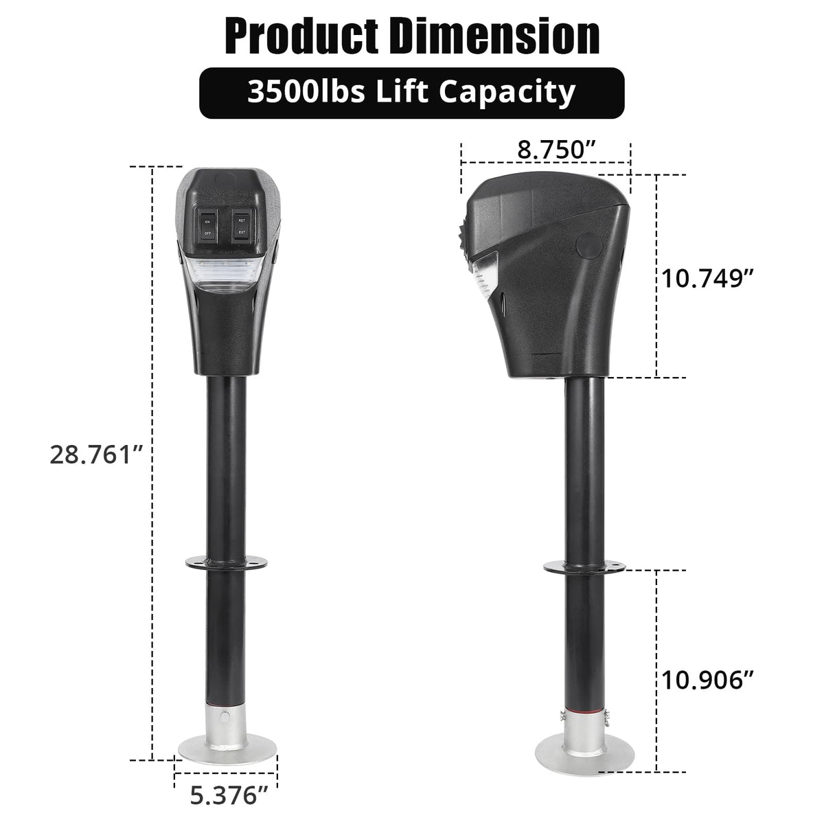 Electric Trailer A-Frame Tongue Jack 3,500 Lbs 18-Inch Stroke 12V DC D280547