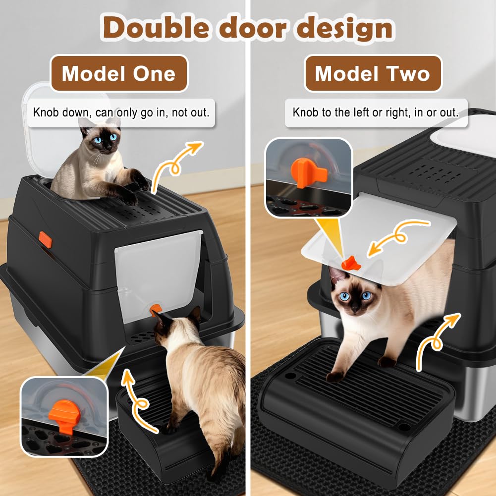 XL Stainless Steel Cat Litter Box with Lid A834378