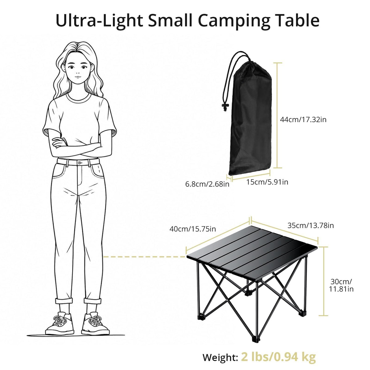 Small Ultralight Aluminum Folding Camping Table B78764