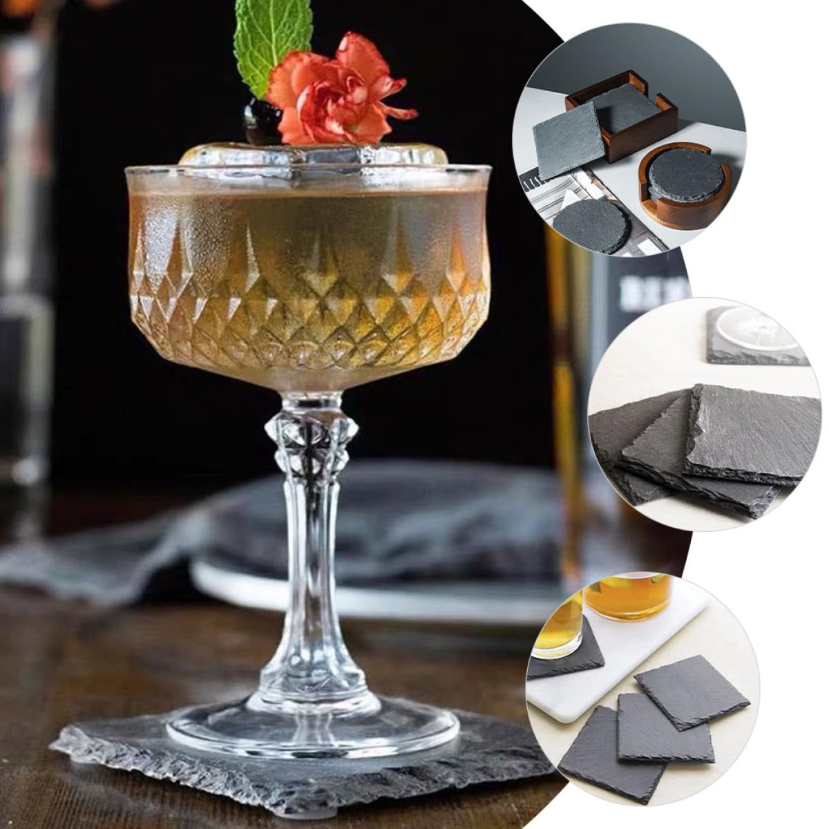 Natural Stone Coasters Set E473006