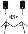 Powered PA Speaker Package with Mic Stands Cables U7392