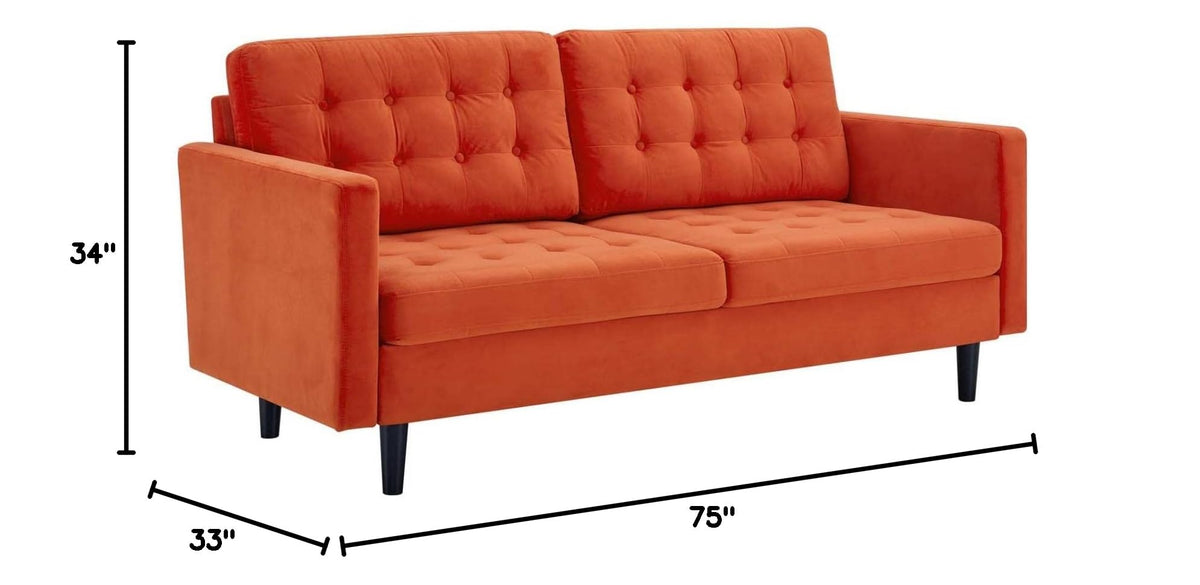 Orange Tufted Performance Velvet Sofa G174