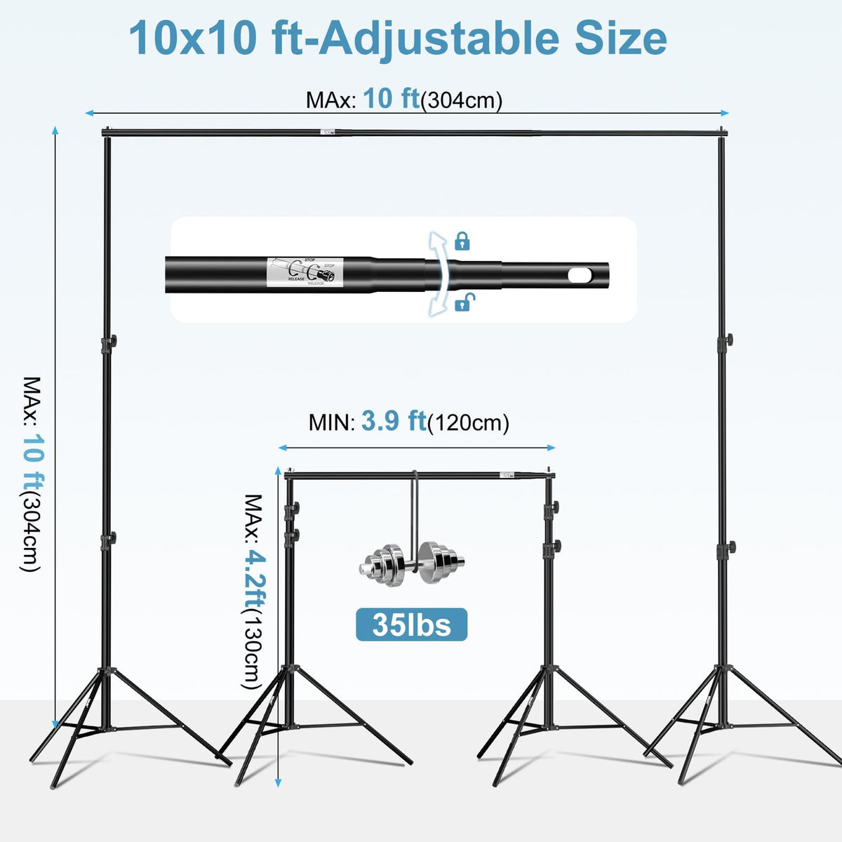 10x10Ft Heavy Duty Adjustable Backdrop Stand N8421