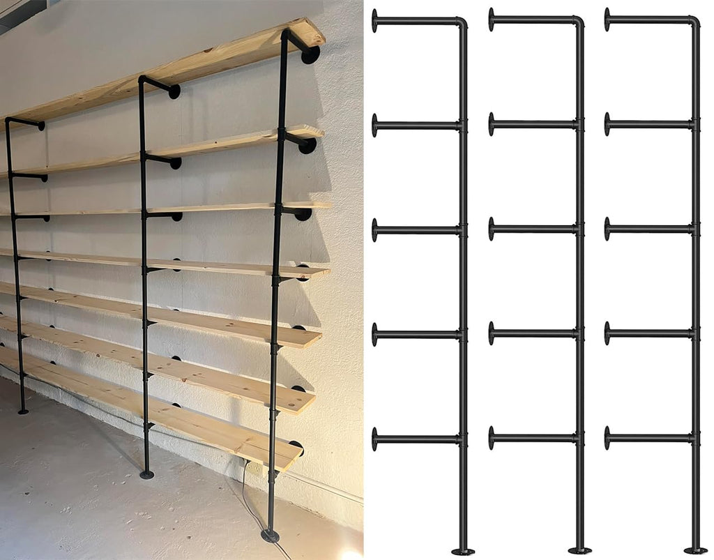 Industrial Pipe 5-Tier Wall Mount Bookshelf X438686