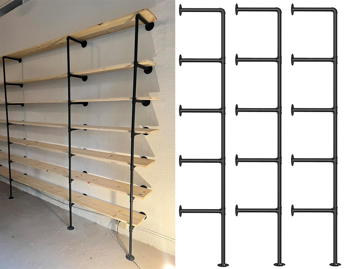 Industrial Pipe 5-Tier Wall Mount Bookshelf X438686