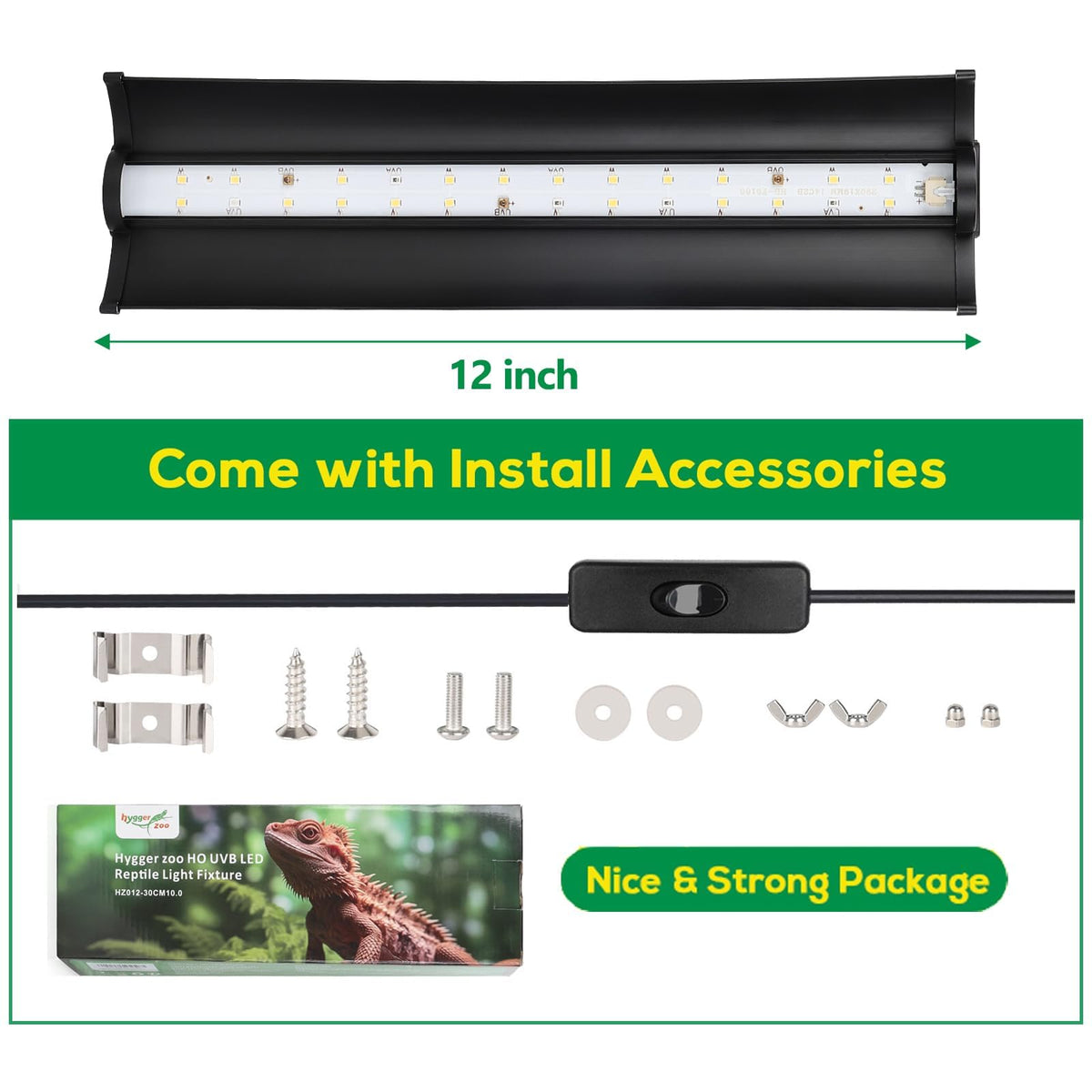 10W UVB Reptile Light Fixture 12 Inch F760251