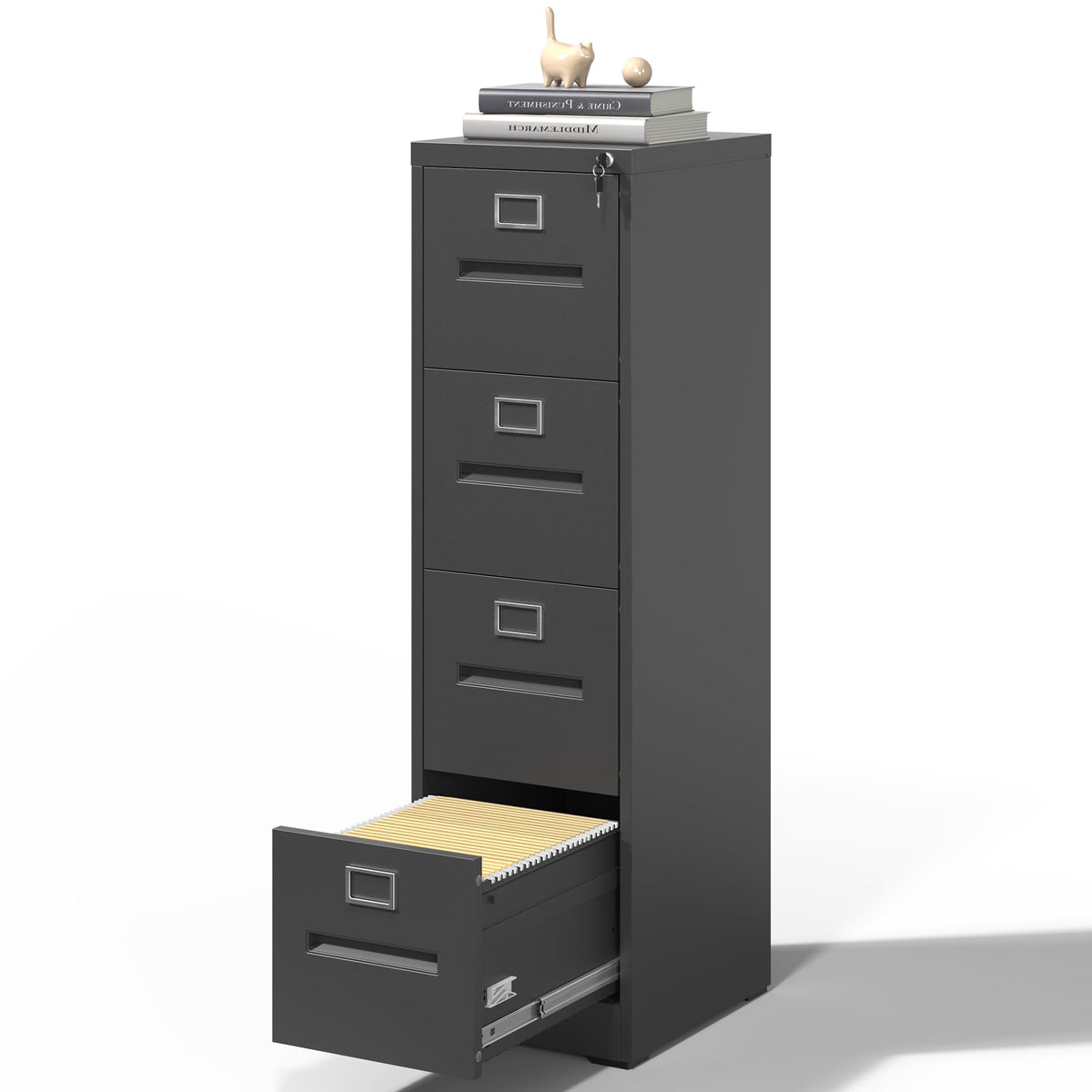 Black 4 Drawer Steel File Cabinet with Lock Z84874