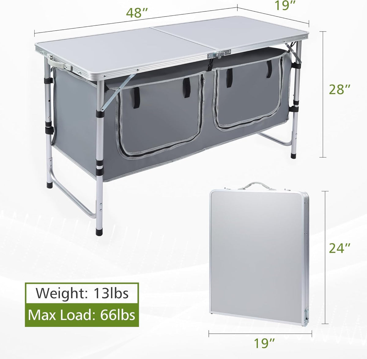 Camping Table with Storage Gray U959