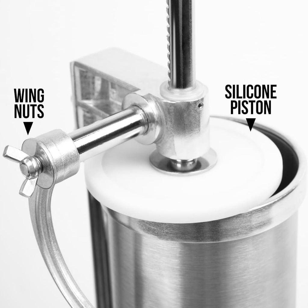 2.5 LBS Stainless Steel Sausage Stuffer with 4 Funnels I242