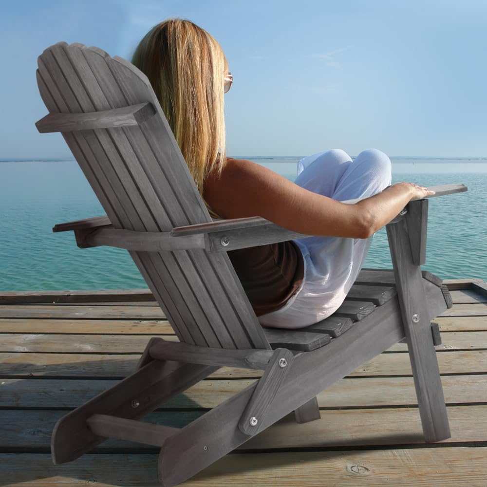 Wooden Folding Adirondack Chair Set of 2 Solid Cedar Y139