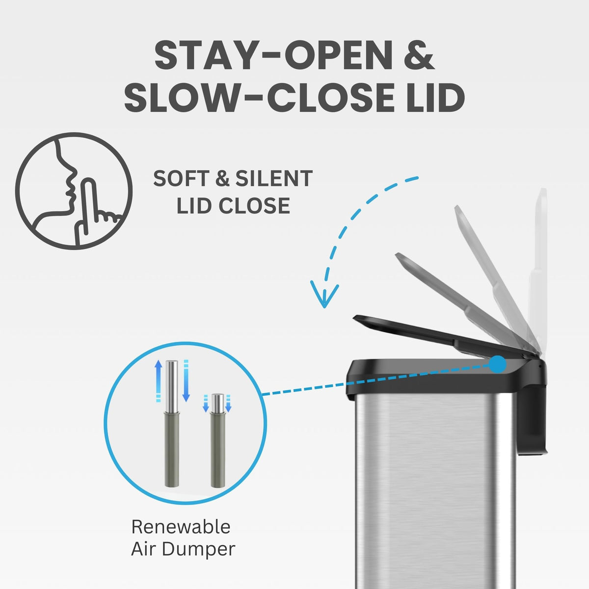 13.2 Gallon Stainless Steel Step Trash Can V17265