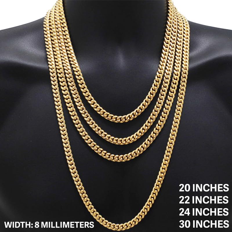 316L Stainless Steel Cuban Link Chain Necklace Bracelet R9300