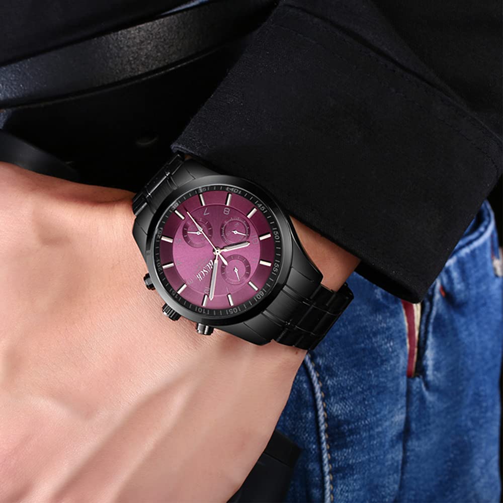 40mm Analog Watch with Auto Date & Day Display, Stainless Steel, 30M Waterproof T535
