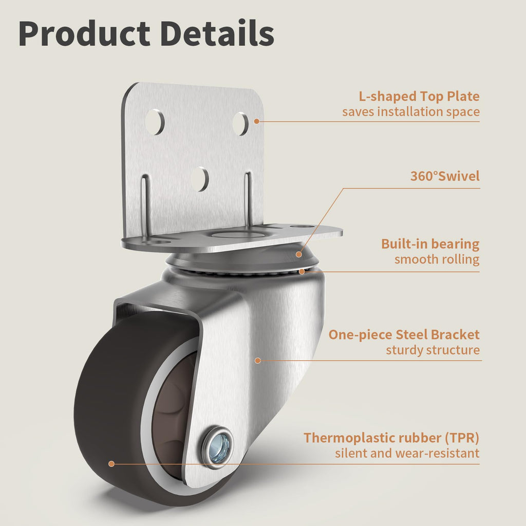 1" Swivel Plate Casters, 4 Pcs Q806501