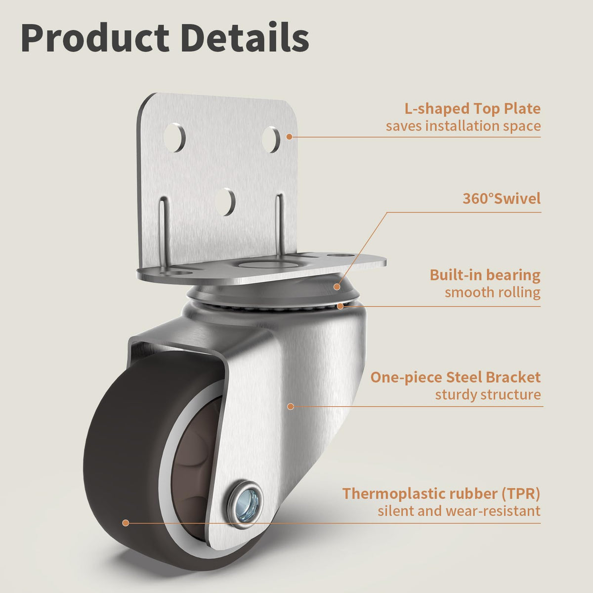 1" Swivel Plate Casters, 4 Pcs Q806501